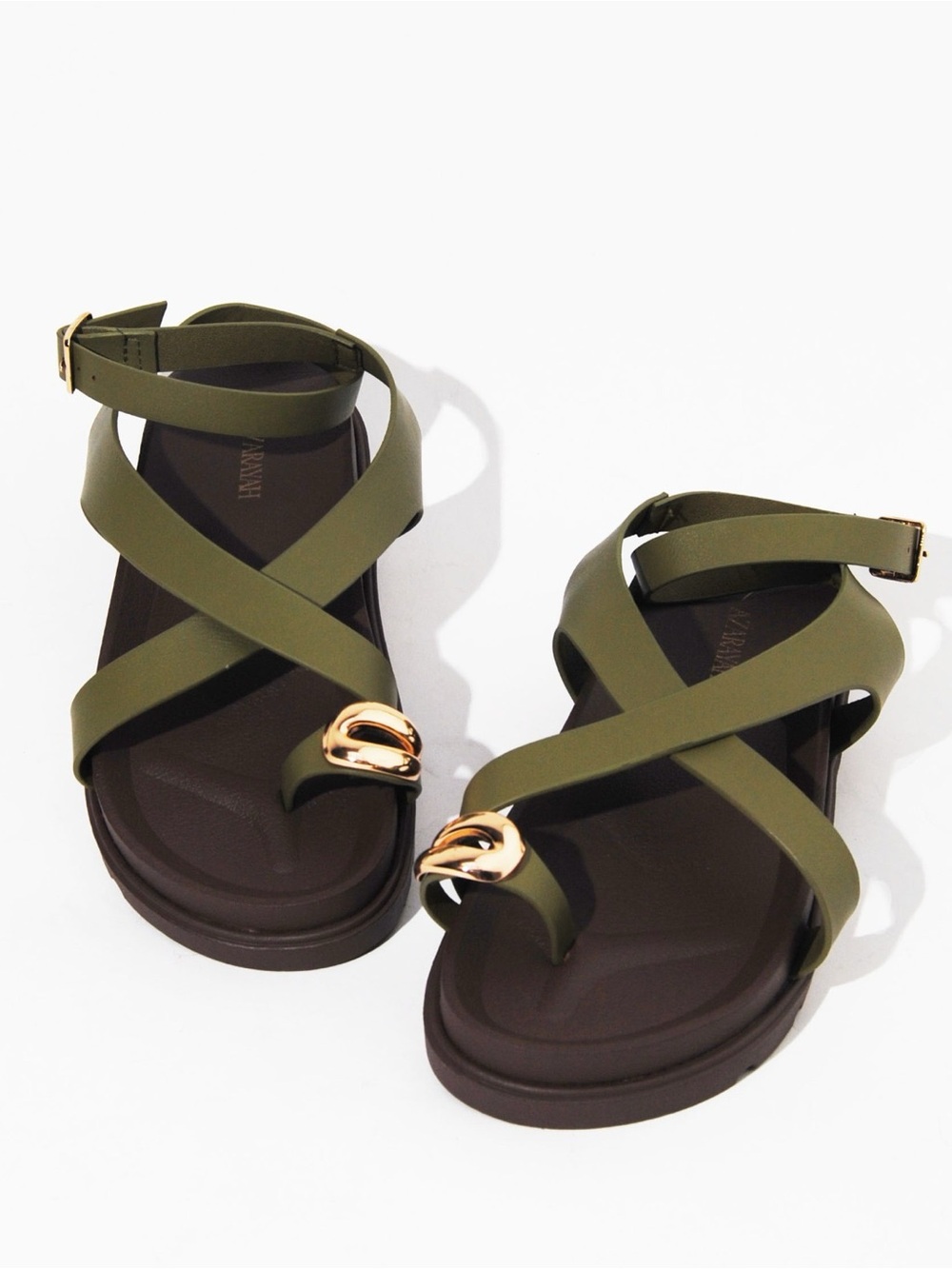 Elegant Floral Cross-Strap Ankle Sandals – Comfortable Toe Ring Flat Sandals
